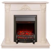 Электрокамин с классическим очагом 2D Real-Flame Stefania STD/EUG WT с очагом "Fobos s Lux BL/BR, Majestic s Lux BL/BR"