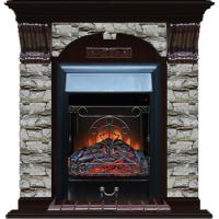 Электрокамин с классическим очагом 2D Glenrich Арочный (Magestic BL,BR) камень-Алтай/цвет-Венге