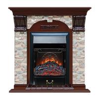 Камин с эффектом живого пламени Glenrich Арочный (Magestic BL,BR) камень-Грот цветной/цвет-Красное дерево