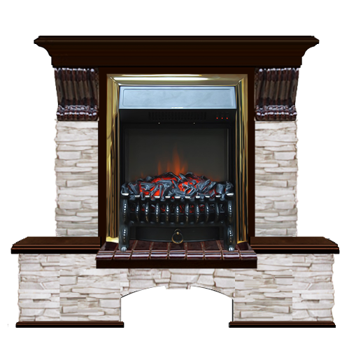 Электрокамин с классическим очагом 2D Glenrich Бостон К (Fobos BL,BR) камень-Мисхор/цвет-Дуб 46