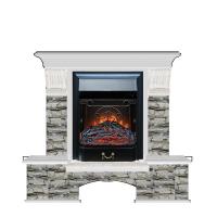 Электрокамин с классическим очагом 2D Glenrich Бостон К (Magestic BL,BR) камень-Алтай/цвет-Беленный дуб
