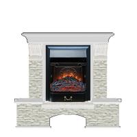 Современный камин для загородного дома Glenrich Бостон К (Magestic BL,BR) камень-Грот однотонный/цвет-Беленный дуб