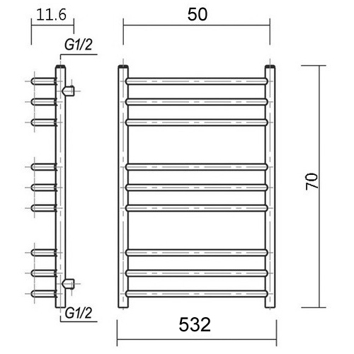 Водяной полотенцесушитель Domoterm Калипсо П9 500x700 БЕЛ