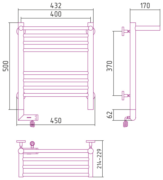 Электрический полотенцесушитель Сунержа Богема с полкой 2.0 500х400 (00-5206-5040)