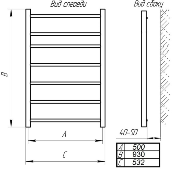 Водяной полотенцесушитель Тера КЛАССИКА ПСБ-08-09 500х1000