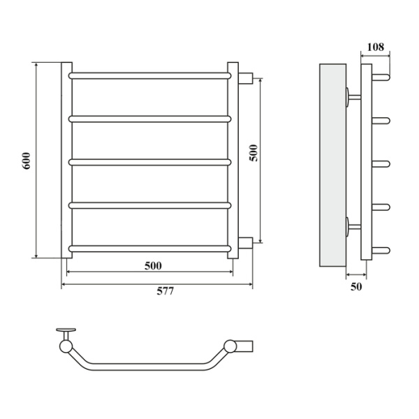 Водяной полотенцесушитель Domoterm Лаура П5 500x600 (500)