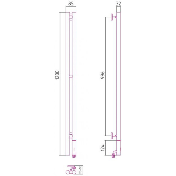 Электрический полотенцесушитель Сунержа РЭБ НЮАНС 1200 правый (00-0543-1253)