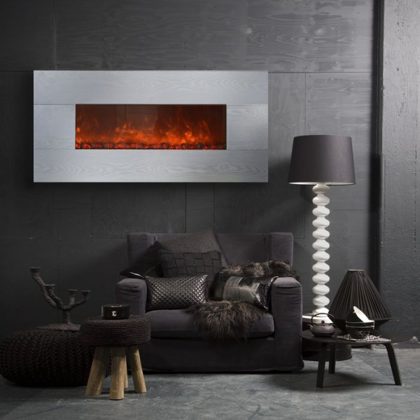 Линейный электрокамин Glenrich Genius 100 Белёный дуб