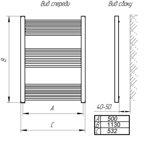 Водяной полотенцесушитель Тера БОГЕМА ПСБ-24-10 500х1200