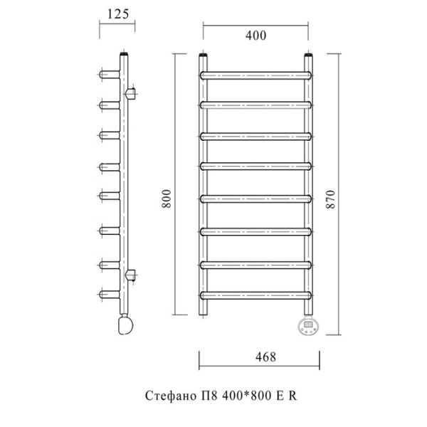 Электрический полотенцесушитель Domoterm Стефано П8 400*800 ER