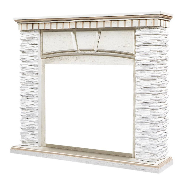 Широкий портал Firelight Porto 25 камень белый, шпон беленый дуб