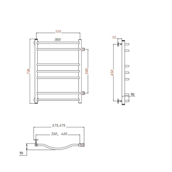 Водяной полотенцесушитель Тругор Лотос ПМ 3 50х80х50 (ЛЦ28)