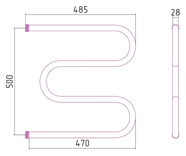 Водяной полотенцесушитель СТИЛЬЕ ПС М-обр. 500х500 резьба-сгон 1