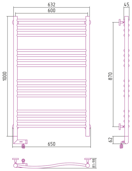 Электрический полотенцесушитель Terminus Кремона П17 500*1045 E R