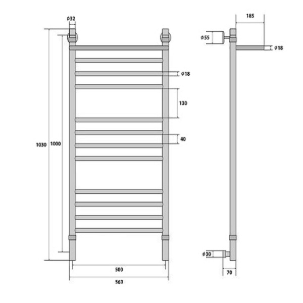 Водяной полотенцесушитель Energy Prestige Modus 1000x500