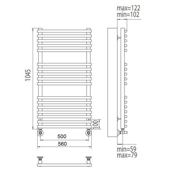 Электрический полотенцесушитель Terminus Кремона П17 500*1045 E L