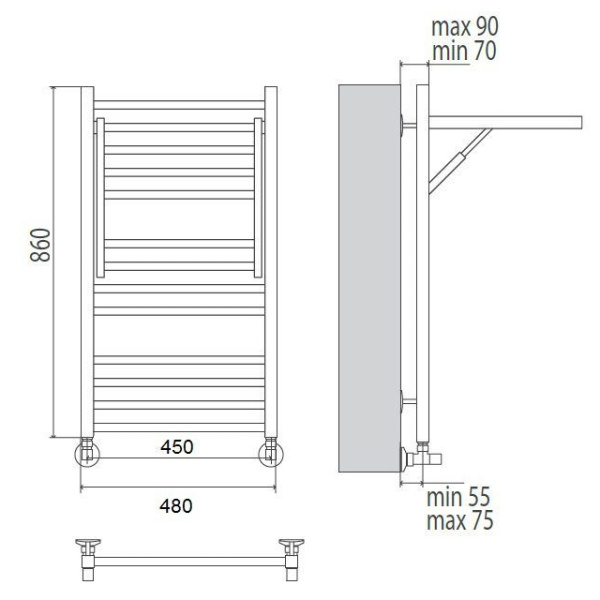 Электрический полотенцесушитель Terminus Валенсия люкс П13 450*860 E L