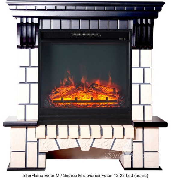 Каменный камин (портал+очаг) InterFlame Exter M / Экстер М с очагом Foton 23