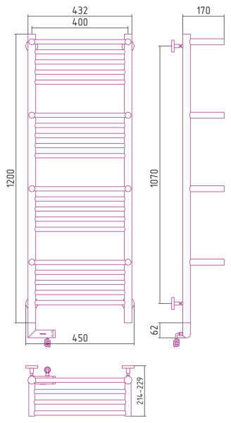Электрический полотенцесушитель Сунержа Богема +4 полки 2.0 1200х400 (00-5208-1240)