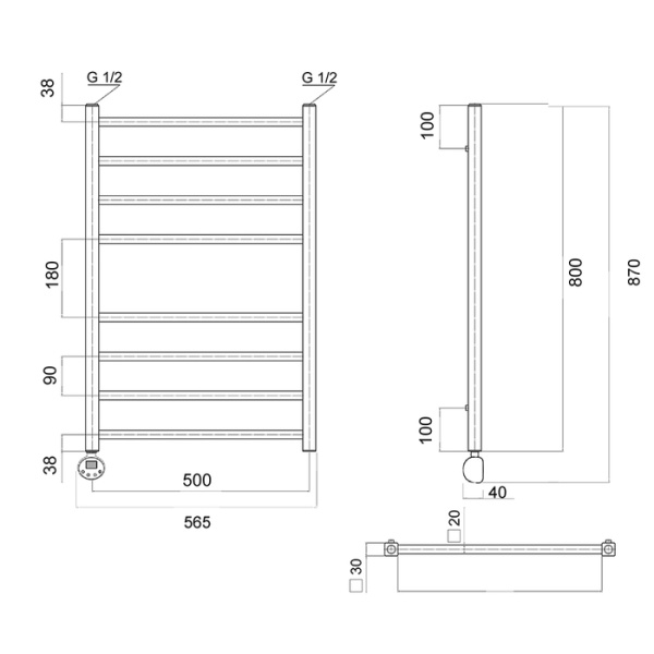 Электрический полотенцесушитель Domoterm Квадро П8 500х800 EL