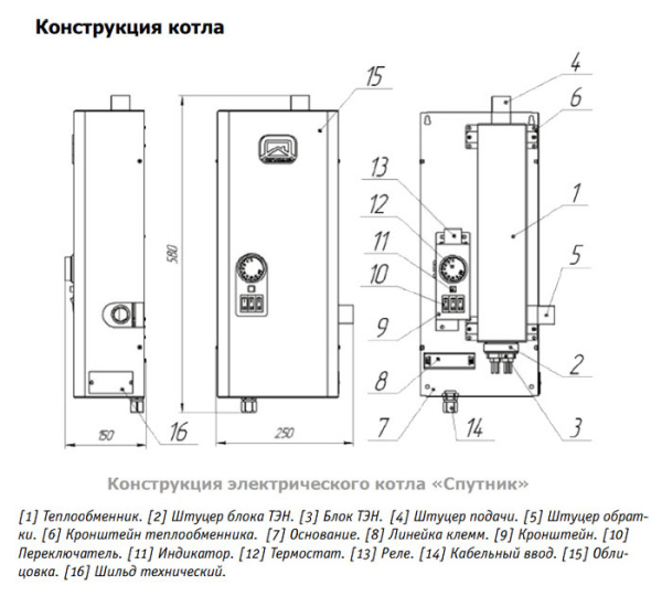 Электрический котел Теплодар СПУТНИК электро 9 черный