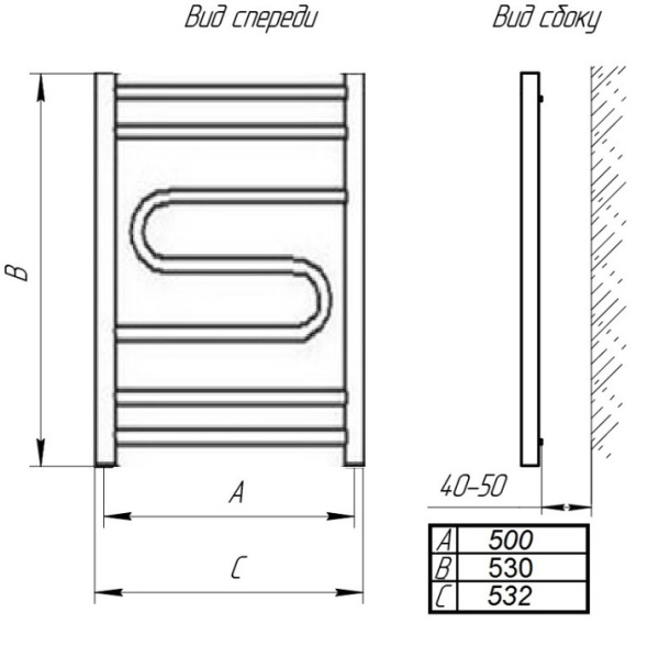 Водяной полотенцесушитель Тера ЛИАНА ПСБ-11-06 500х600