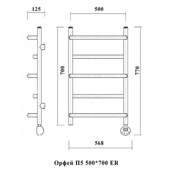 Электрический полотенцесушитель Domoterm Орфей П5 500*700 ER