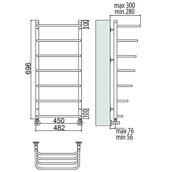 Водяной полотенцесушитель Terminus ПолкаП7 450x696