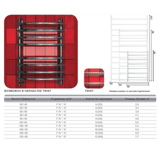 Электрический полотенцесушитель Двин R  PRIMO 120/60 el