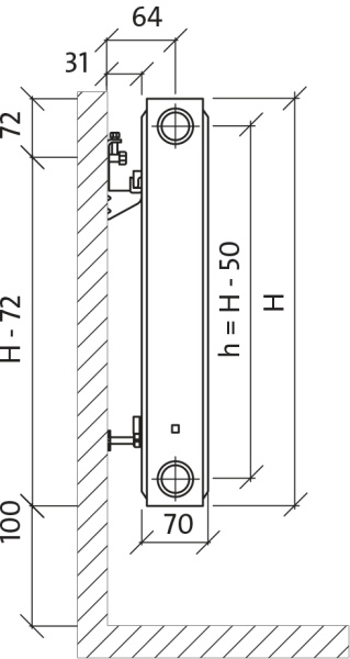 Стальной панельный радиатор Тип 21 Purmo CV21 300x1200 - 913 Вт