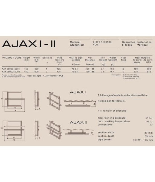 Водяной полотенцесушитель Carisa AJA 0600045001