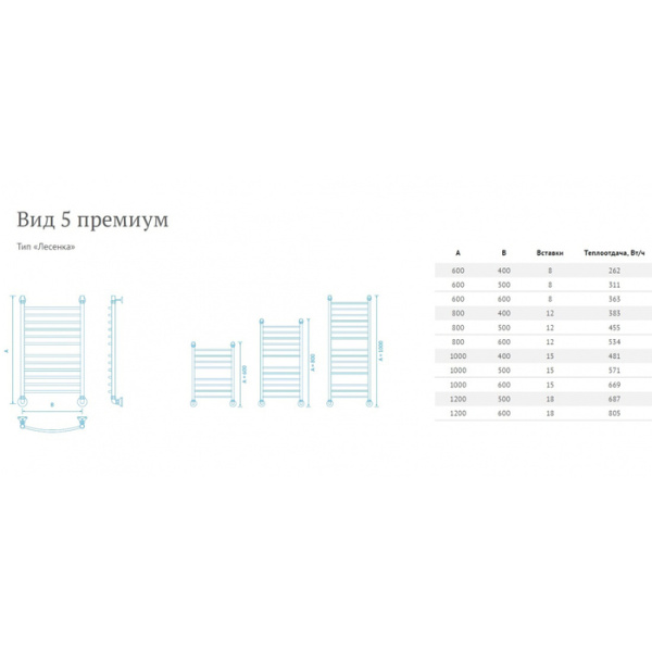 Водяной полотенцесушитель Маргроид Вид 5 премиум 120*60