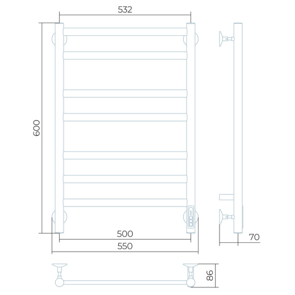 Электрический полотенцесушитель Larusso Классик Премиум П7 500х800 EL