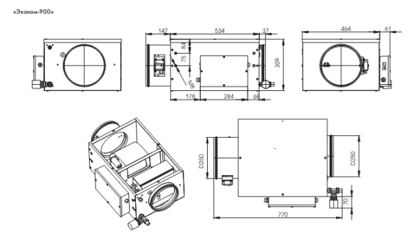 Приточная вентиляционная установка GlobalVent Эконом-900