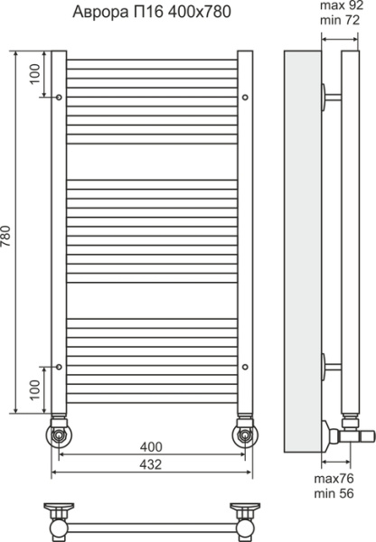 Водяной полотенцесушитель Terminus Аврора П16 400х800