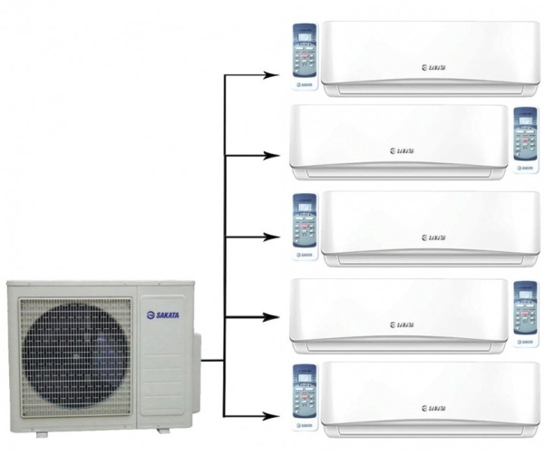 Мульти сплит-система на 5 комнат Sakata SOM-5Z120B/SIMW-25CZ*5шт