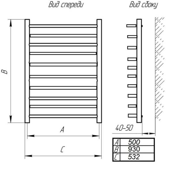 Водяной полотенцесушитель Тера БАТТЕРФЛЯЙ ПСБ-25-09 500х1000