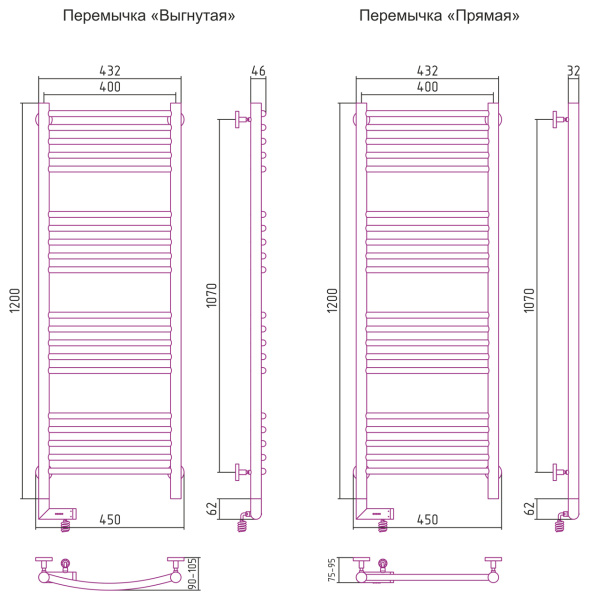 Электрический полотенцесушитель Сунержа Богема 2.0 1200х400 (00-5202-1240)