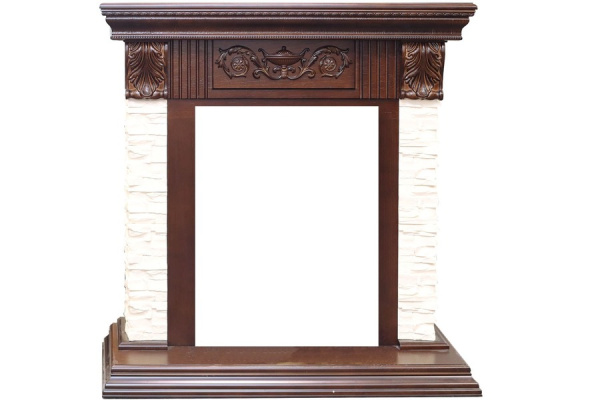 Электрокамин с классическим очагом 2D Royal Flame Luxemburg сланец бежевый темный дуб с очагом Aspen Black/Aspen Gold