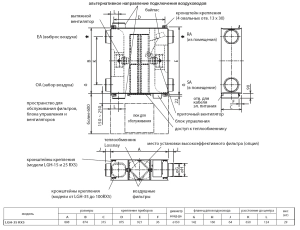Приточно-вытяжная установка Mitsubishi Electric LGH-35 RX5-E / RVX-E