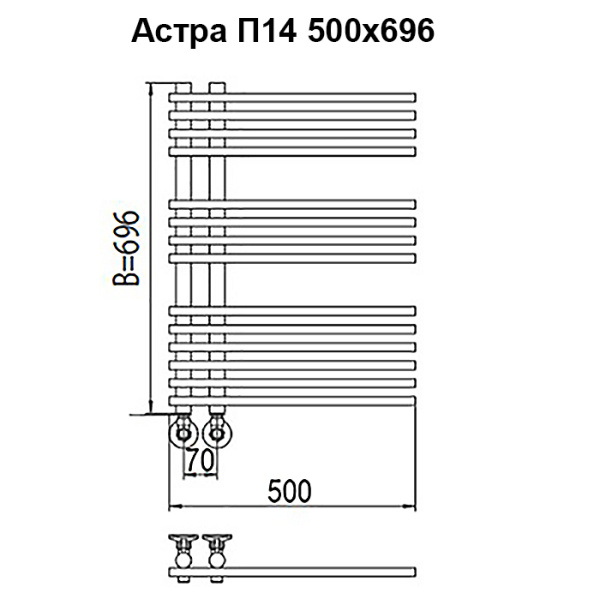 Электрический полотенцесушитель Terminus Астра П14 500*696 E L