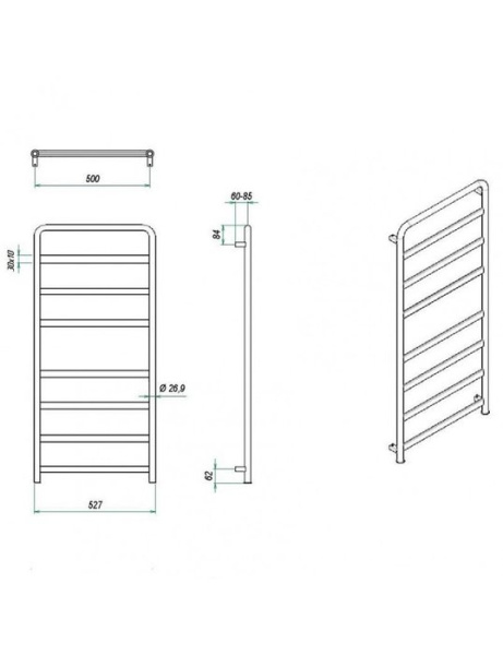 Водяной полотенцесушитель Grota Fiado 527х900
