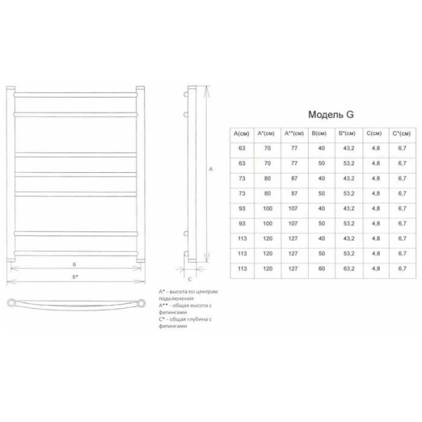 Электрический полотенцесушитель Двин G  (1" - 1/2) 120/60 el
