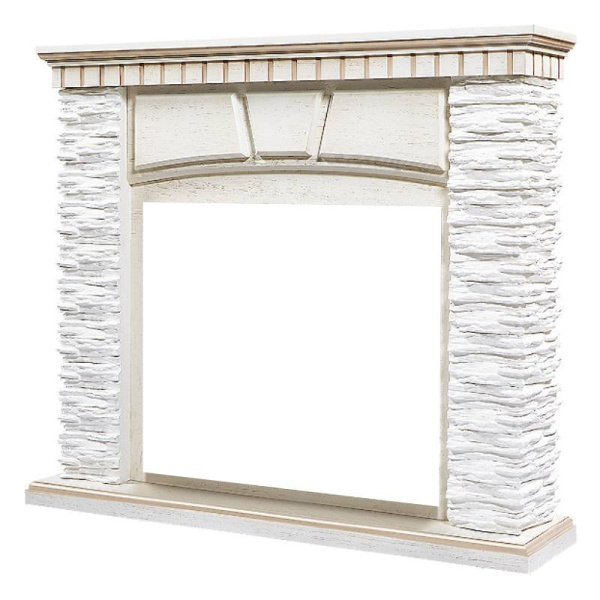 Широкий портал Firelight Porto 30 камень белый, шпон беленый дуб