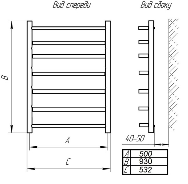 Водяной полотенцесушитель Тера РЕБРО ПСБ-12-09 500х1000