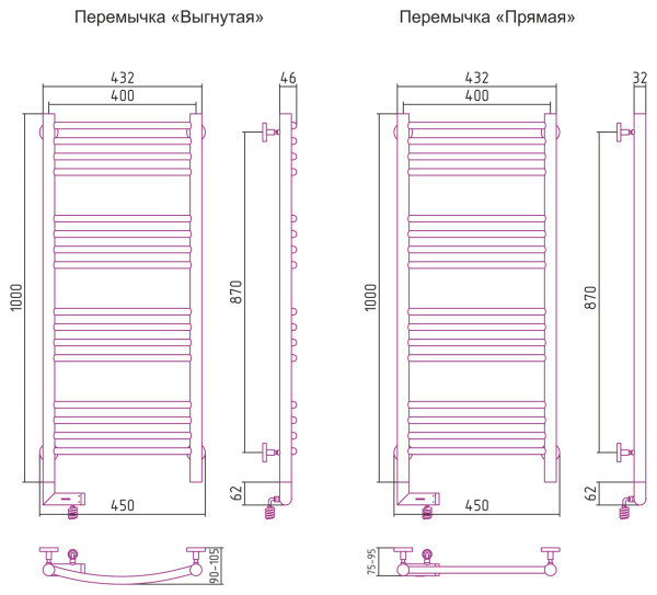 Электрический полотенцесушитель Сунержа Богема 2.0 1000х400 (00-5202-1040)