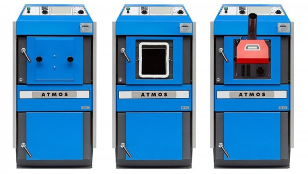 Твердотопливный котел Атмос DC50S с инсталляцией для горелки А25