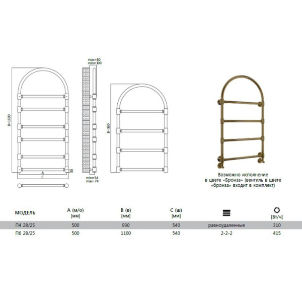 Водяной полотенцесушитель Terminus Версаль П4 500х930
