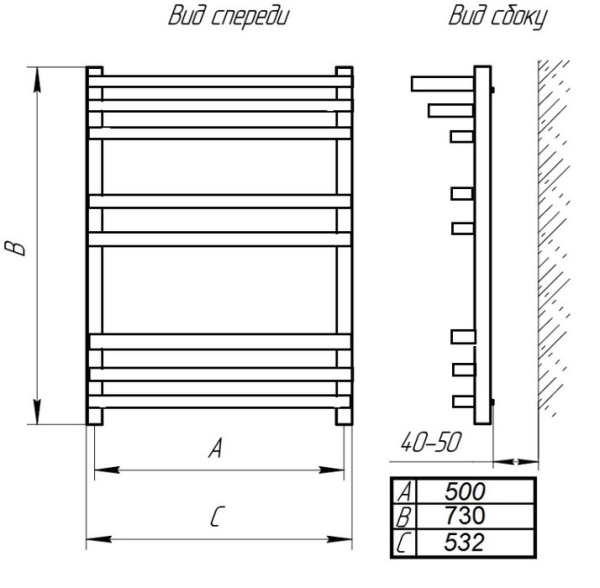 Водяной полотенцесушитель Тера Экстра-П ПСБ-84-08 500х800