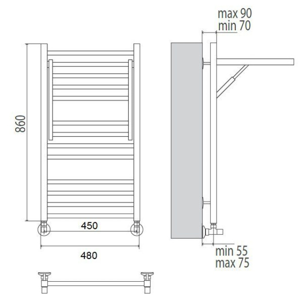 Электрический полотенцесушитель Terminus Валенсия люкс П13 450*860 E R